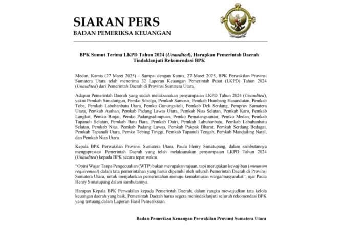 
					Tanjungbalai Jadi Salah Satu Daerah yang Belum Serahkan LKPD 2024 di Sumut