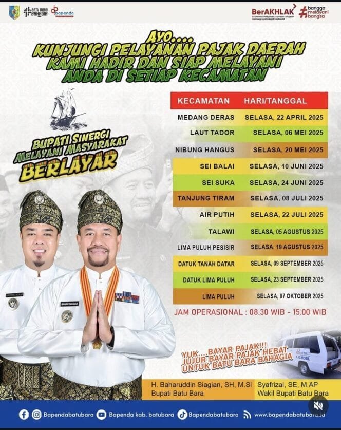 
					Bapenda Batu Bara Himbau Wajib Pajak Hadiri Program Pelayanan Pajak Daerah Berlayar