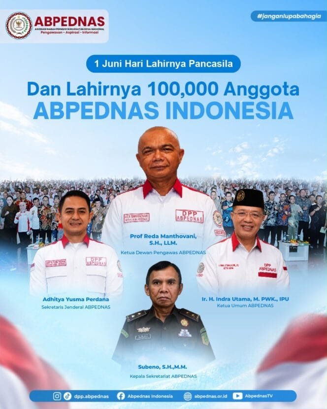 
					ABPEDNAS Cetak Sejarah, Raih 100 Ribu Anggota Bertepatan Hari Lahir Pancasila 2026