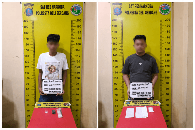 
					Polresta Deli Serdang Ringkus Dua Pengedar Narkoba di Pagar Merbau, Sejumlah Barang Bukti Diamankan