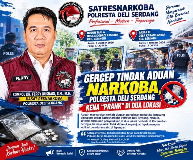
					Gerak Cepat Tindak Aduan Narkoba, Polresta Deli Serdang Malah Kena “Prank” di Dua Lokasi